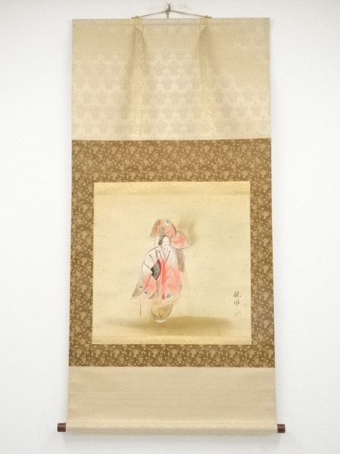 JAPANESE HANGING SCROLL / HAND PAINTED / NOH ACTOR